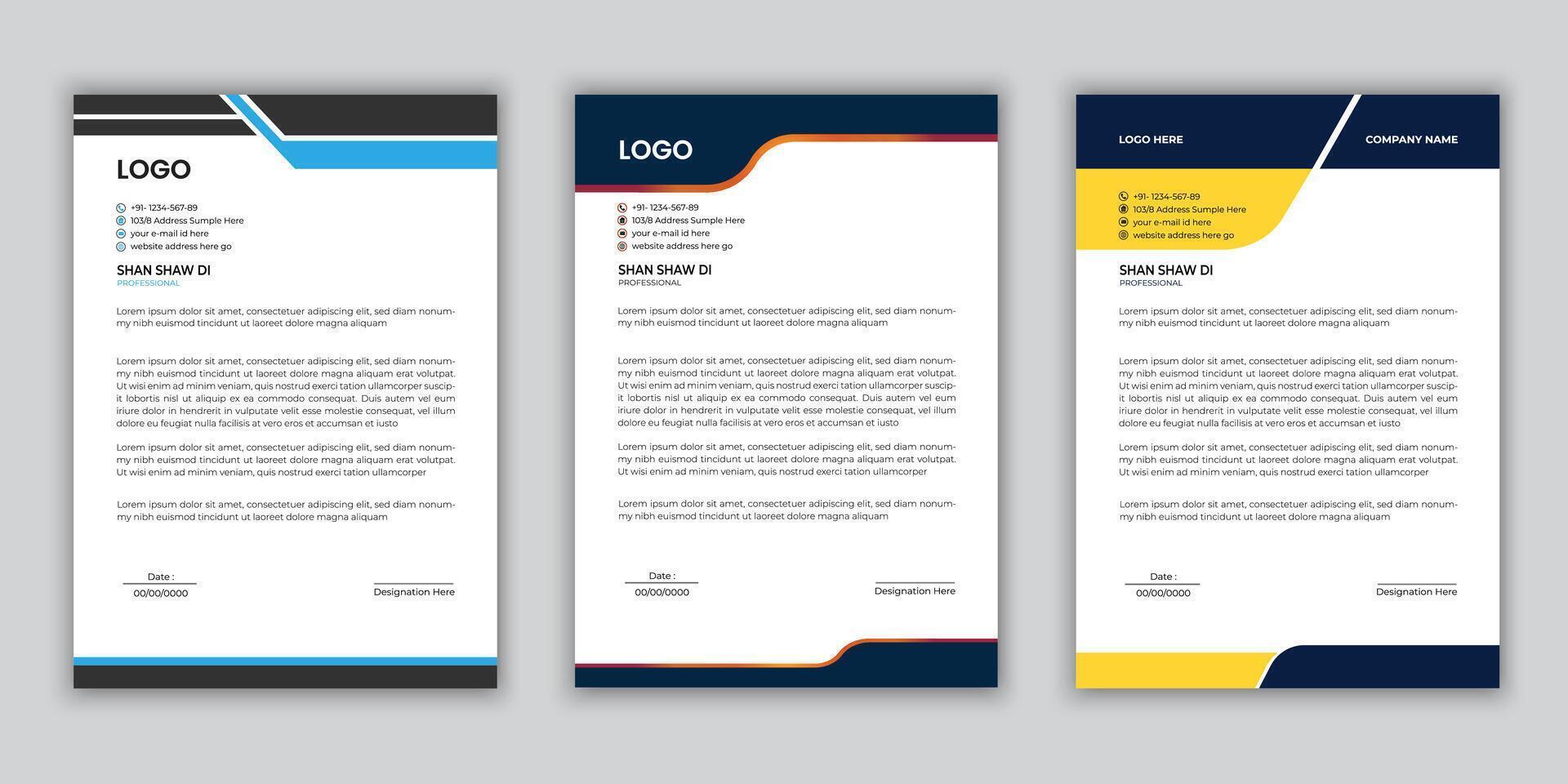 letterhead design template collection. vector