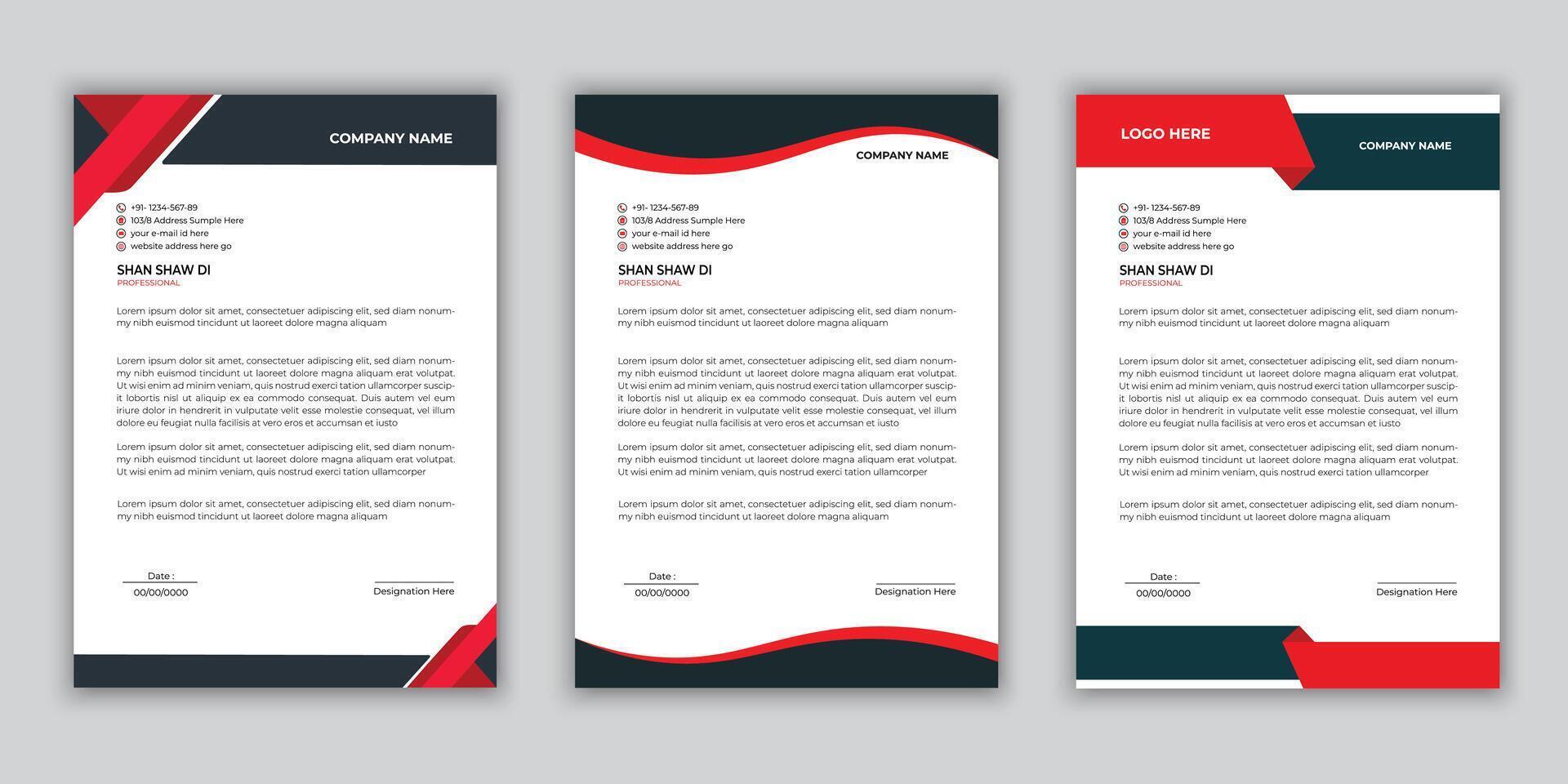 letterhead design template collection. vector