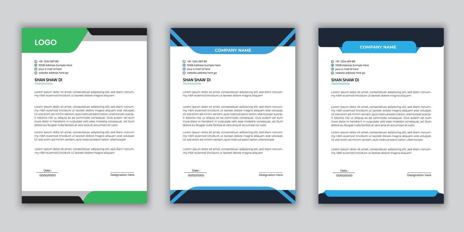 letterhead design template collection. vector