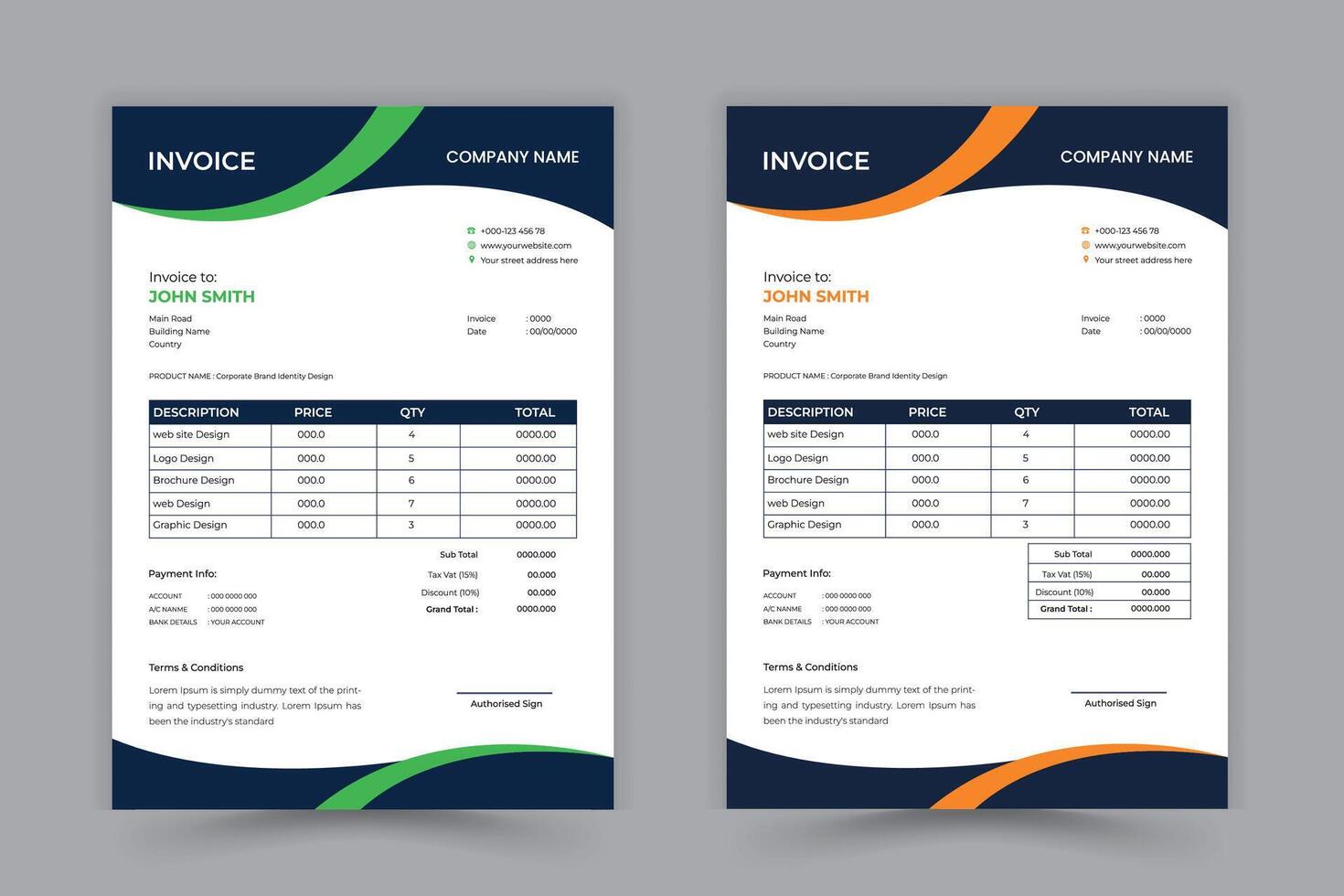 Minimal Corporate Business Invoice design template illustration bill form price invoice. vector