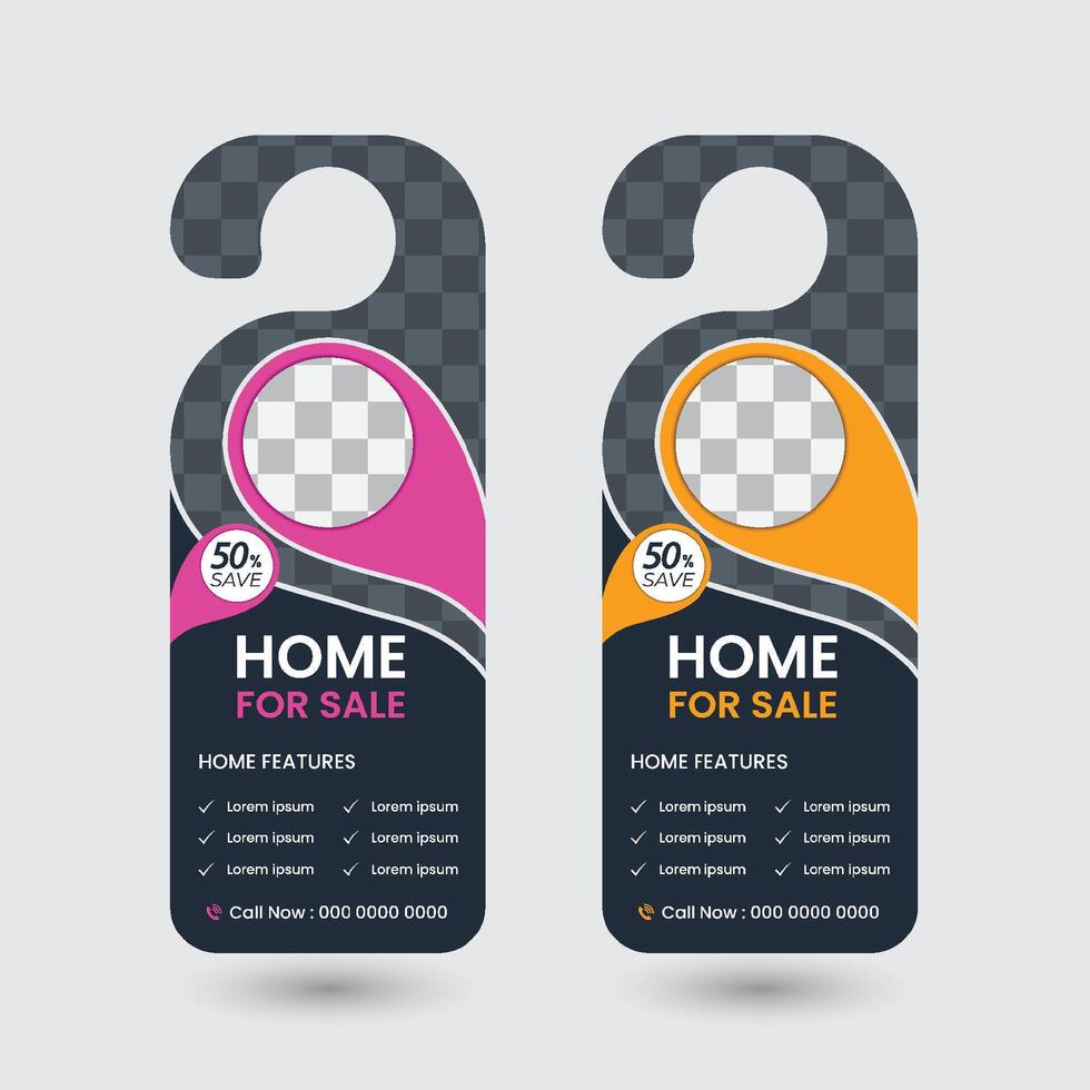 door hanger design template layout vector