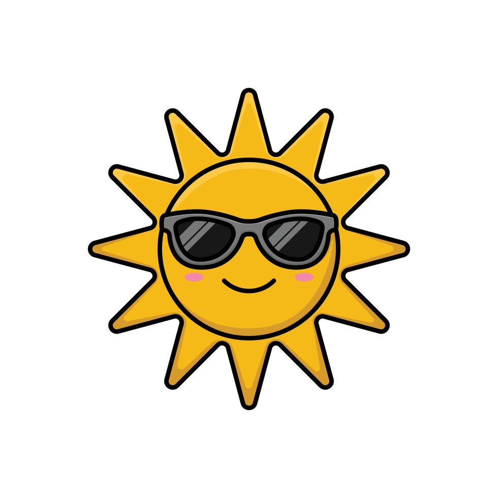 sun with sunglasses design concept cartoon character vector