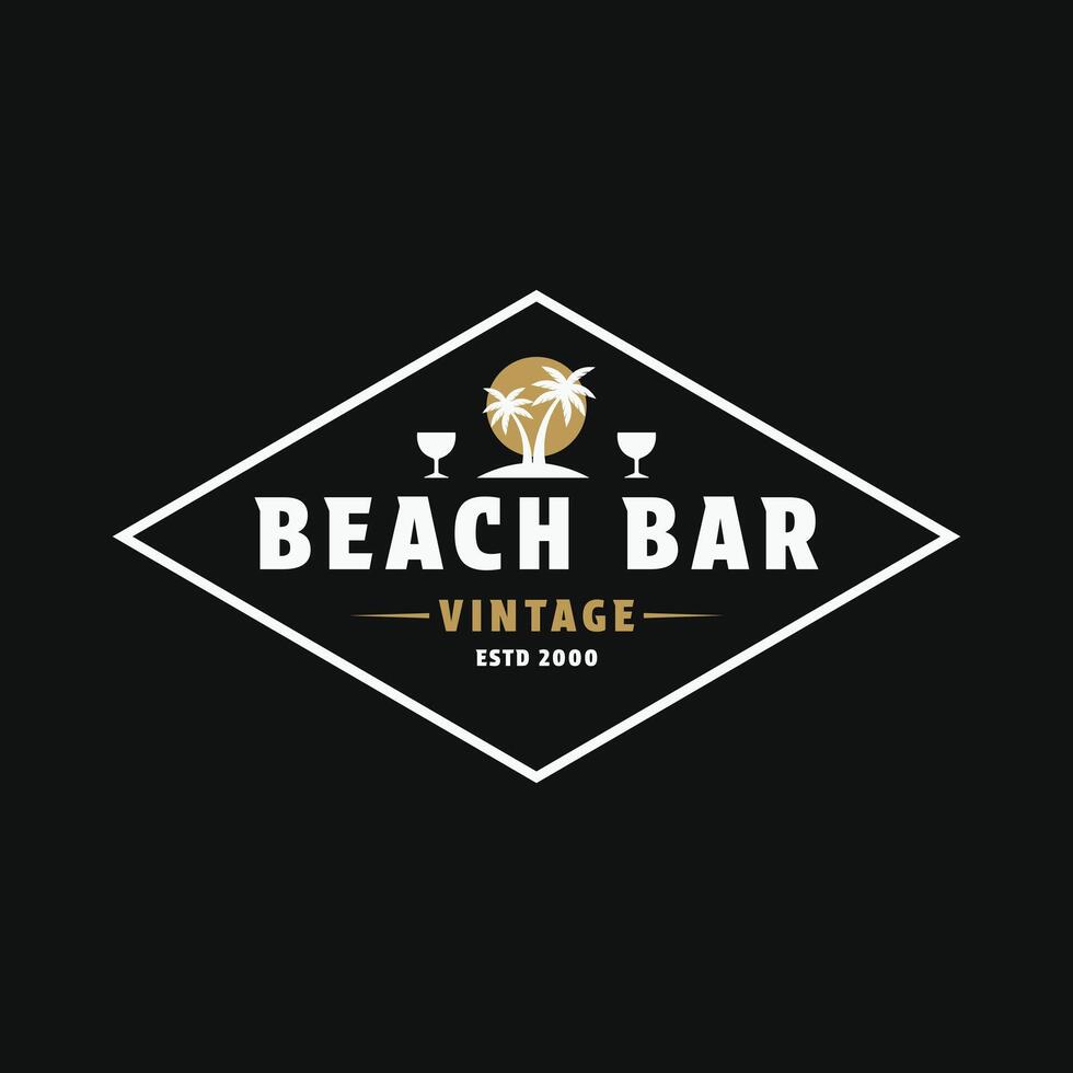 beach bar drink logo design concept vintage retro emblem badge vector
