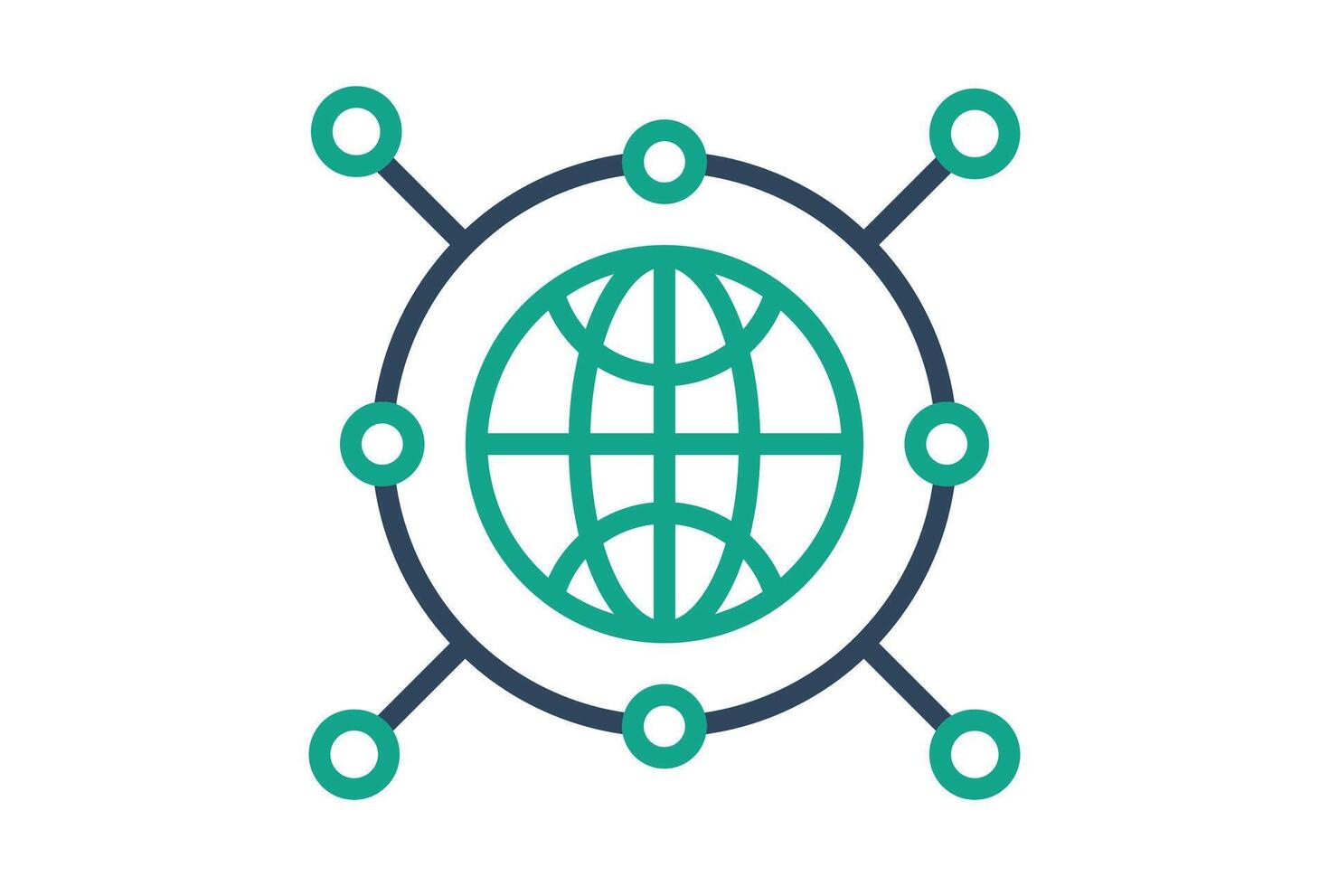 Internet icon. earth with network. icon related to access. line icon style. data analytics elements illustration vector
