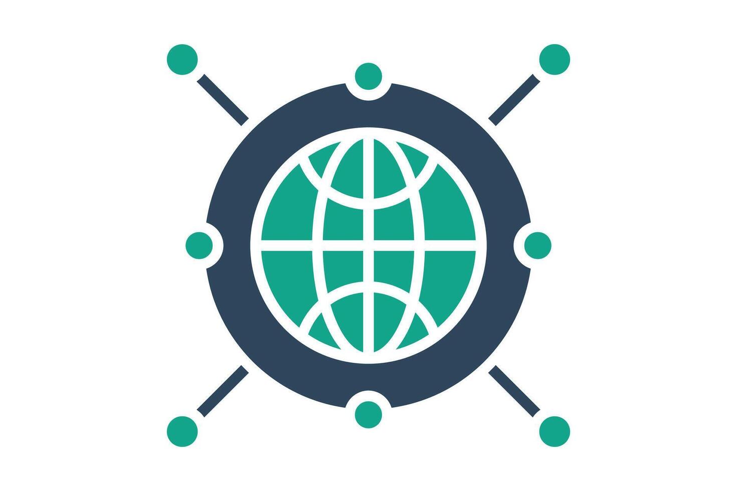 Internet icon. earth with network. icon related to access. solid icon style. data analytics elements illustration vector