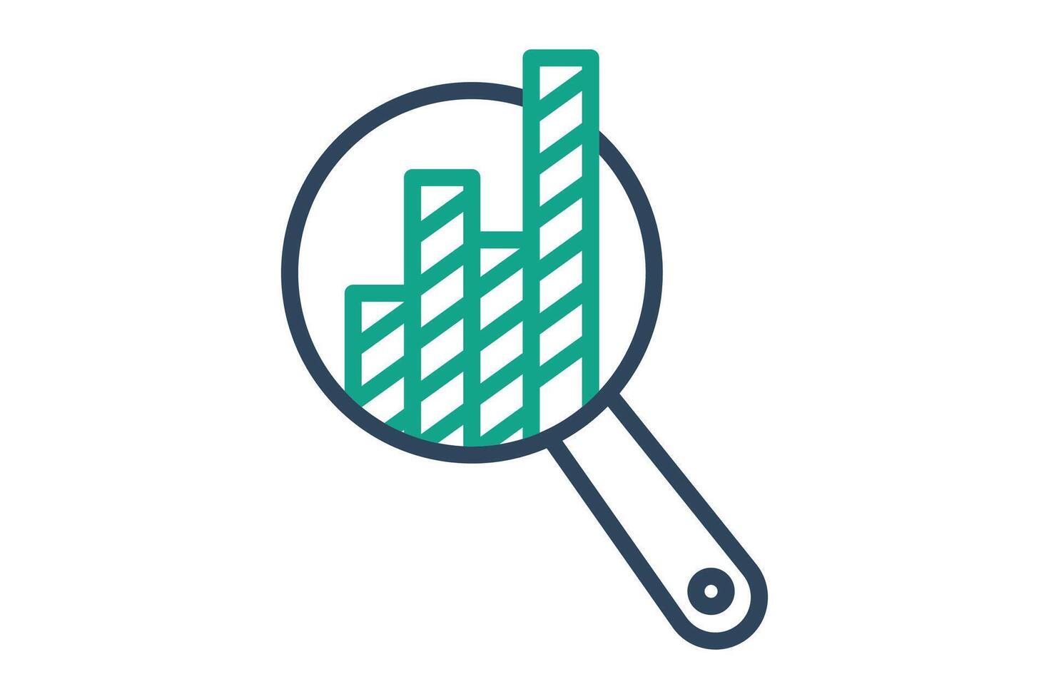 Analysis icon. magnifying glass with chart. icon related to optimize. line icon style. data analytics elements illustration vector