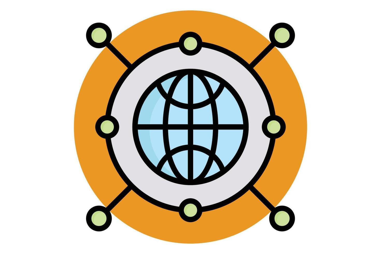 Internet colored outline icon. earth with network. icon related to access. data analytics elements illustration vector