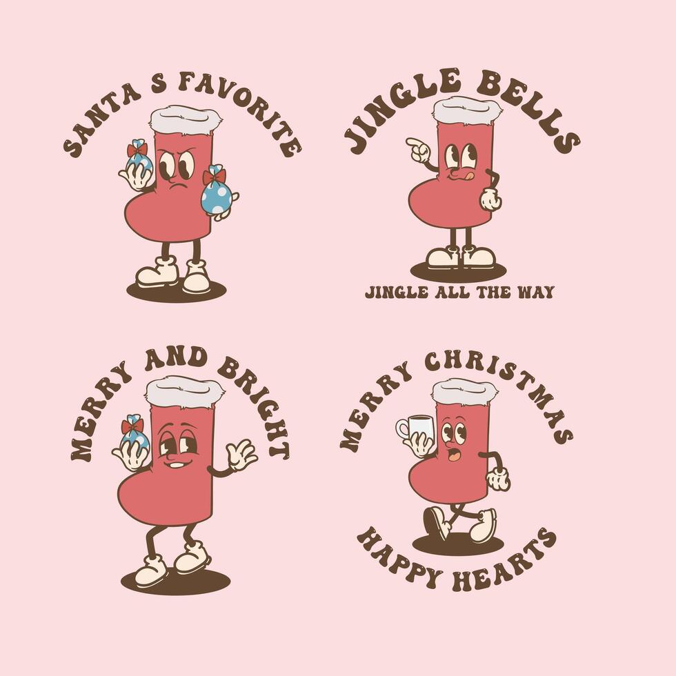 Christmas Sock Vintage Collection vector
