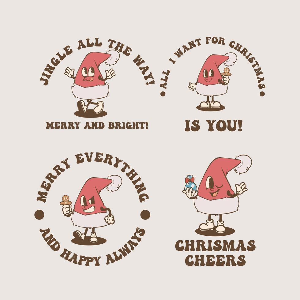 Christmas Santa Hat Vintage Collection vector