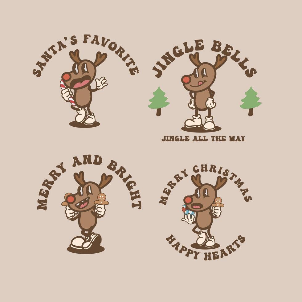 Christmas Deer Vintage Collection vector
