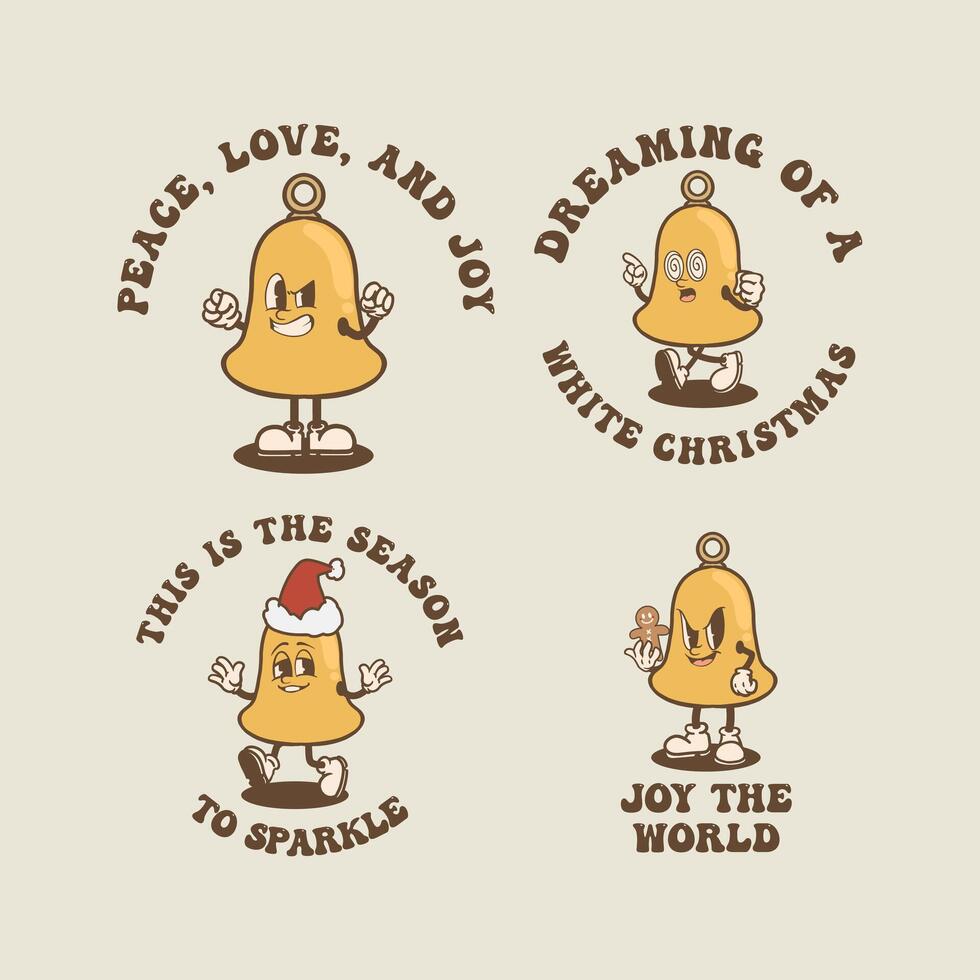 Christmas Bell Vintage Collection is suitable for t-shirts, graphic elements to celebrate Christmas vector