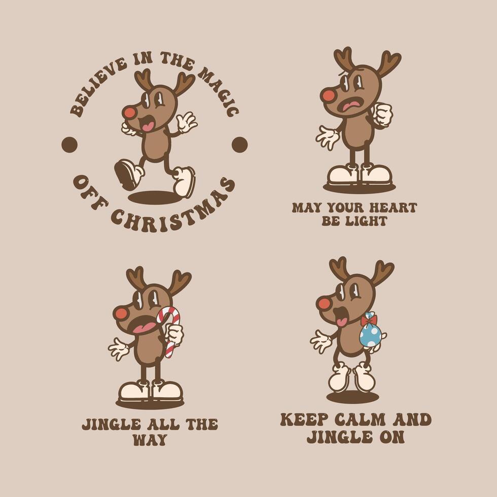 Christmas Deer Vintage Collection vector