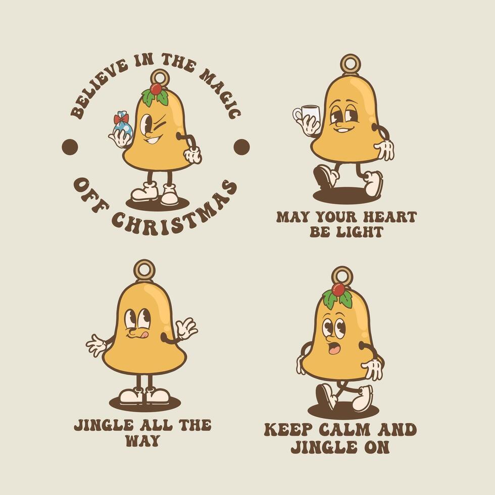 Christmas Bell Vintage Collection is suitable for t-shirts, graphic elements to celebrate Christmas vector