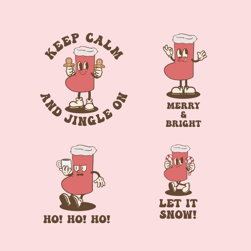 Christmas Sock Vintage Collection vector