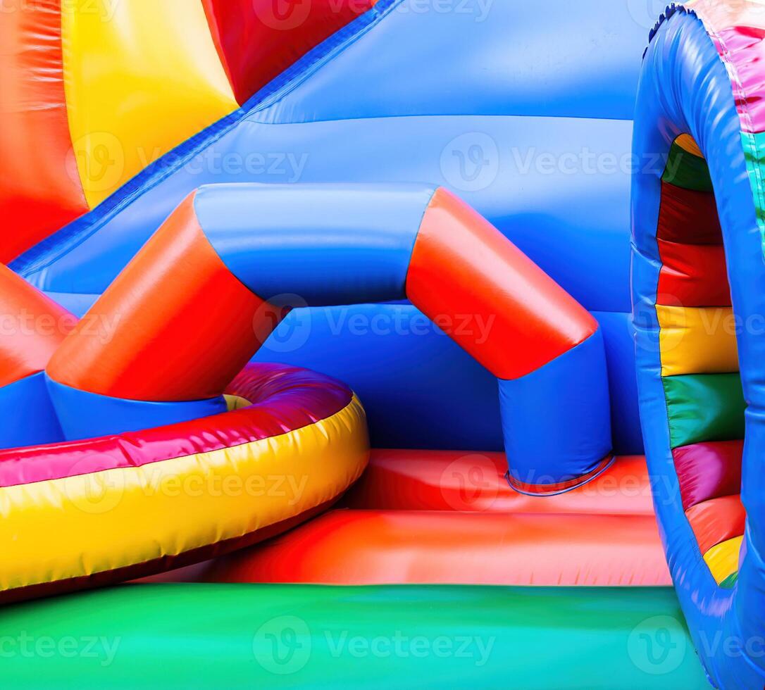 Abstract background of bright colourful plastic playground photo