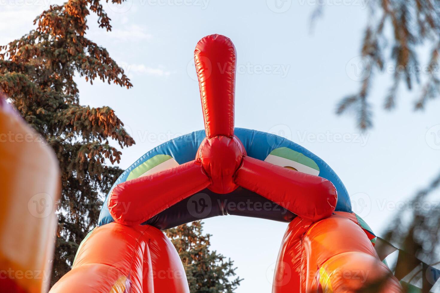 Abstract background of bright colourful plastic playground photo