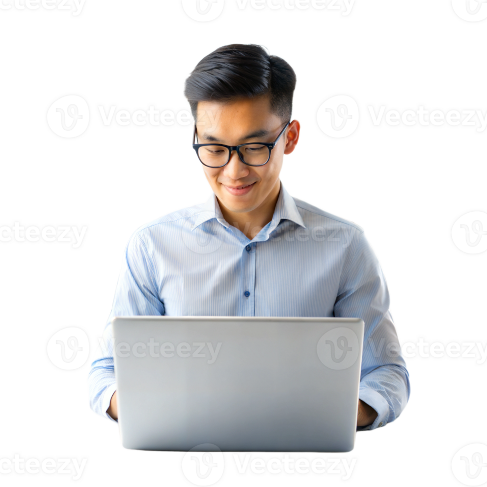 Man using laptop for work or study png