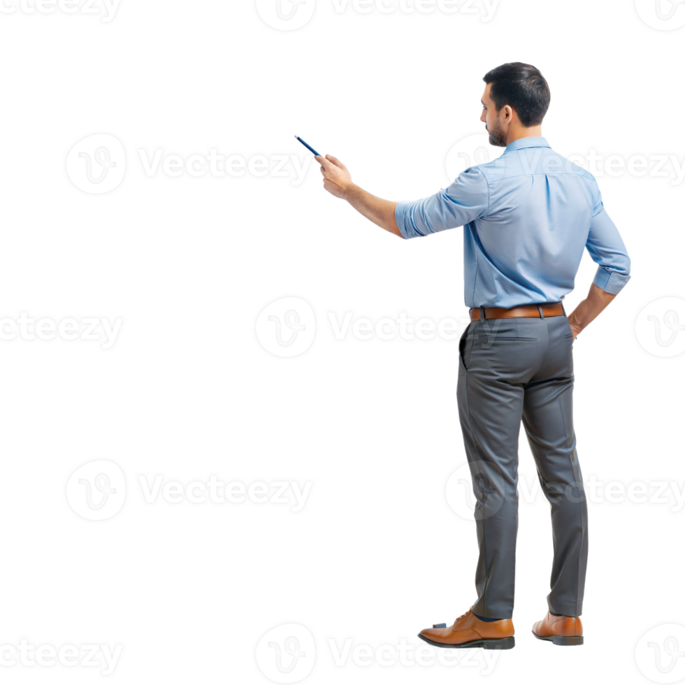 Man giving presentation with remote control png