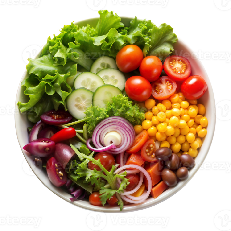 Fresh salad with vegetables and legumes png