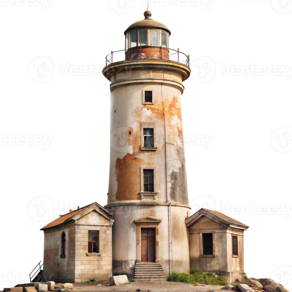 Historic lighthouse by the sea png