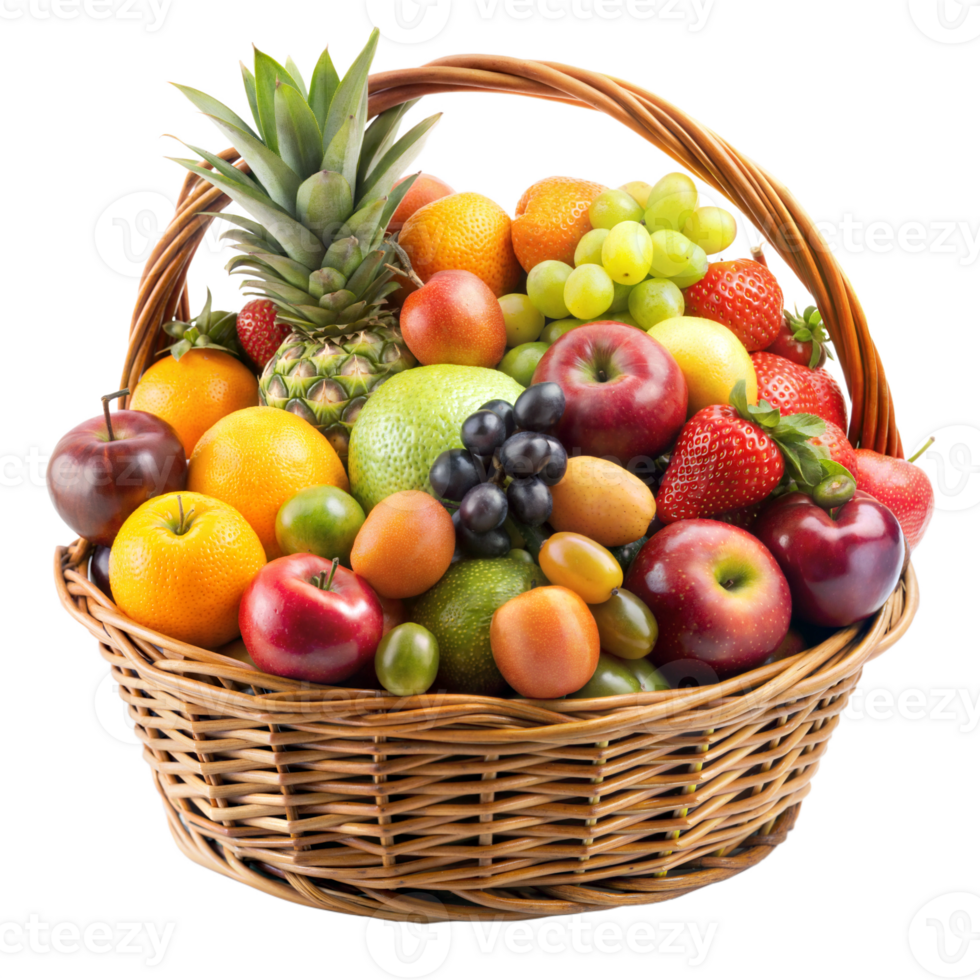 Basket of fresh fruits and vegetables png