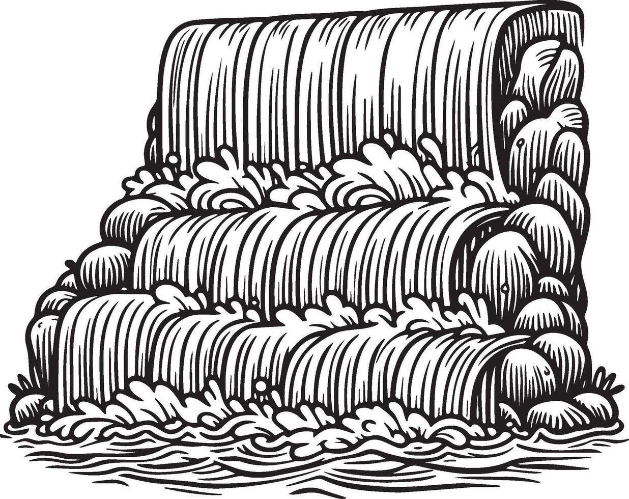 Cascade Sketch Drawing. vector