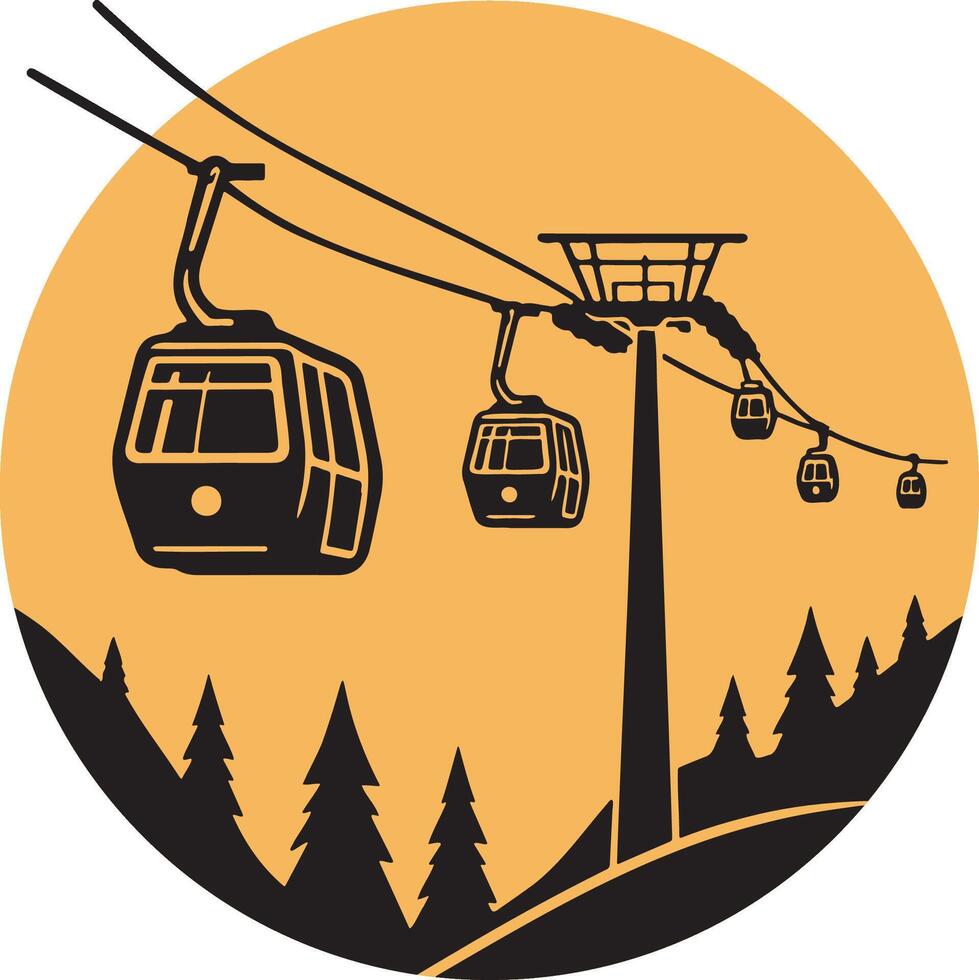 Cableway Icon Illustration. vector
