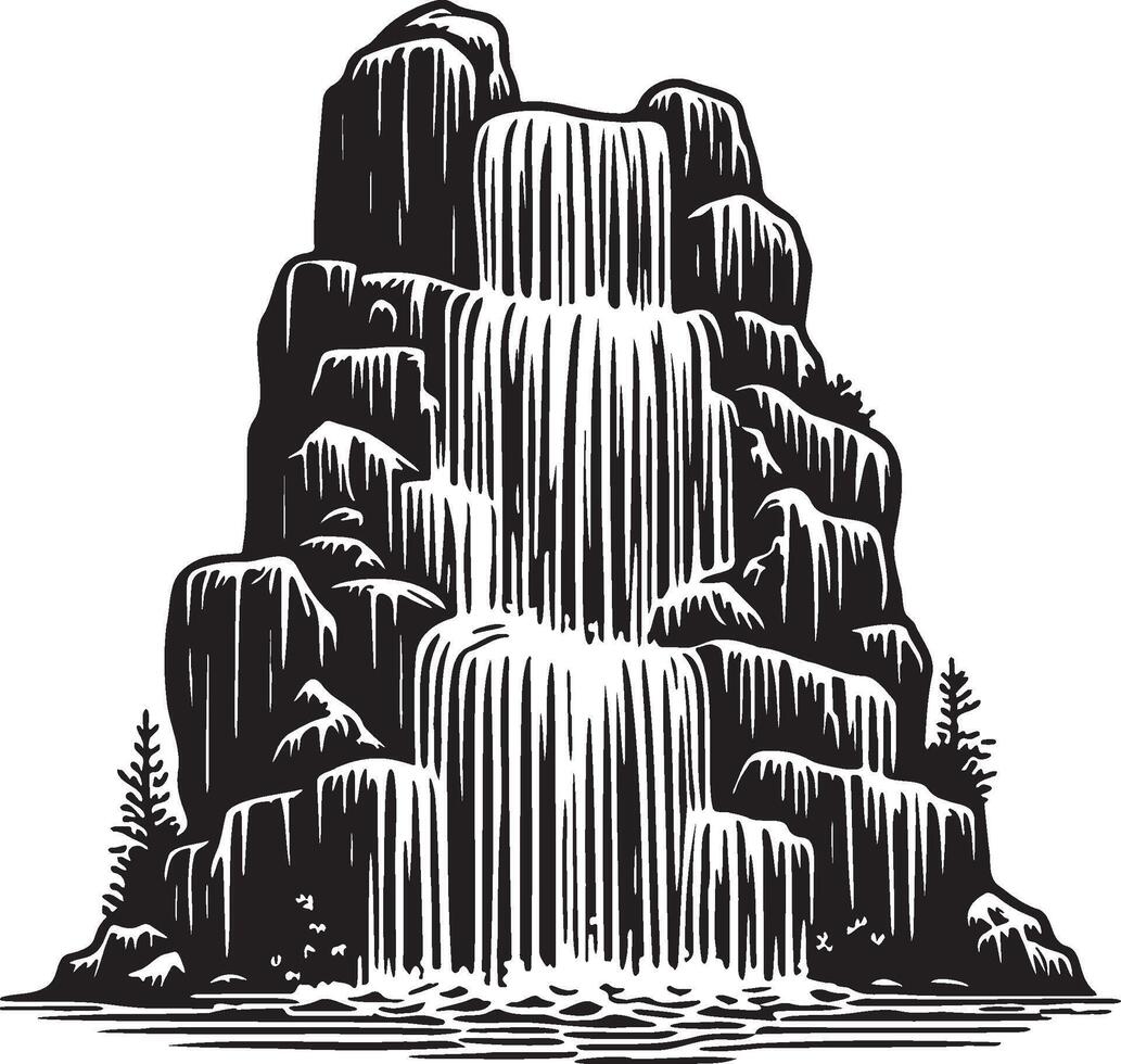Cascade Sketch Drawing. vector