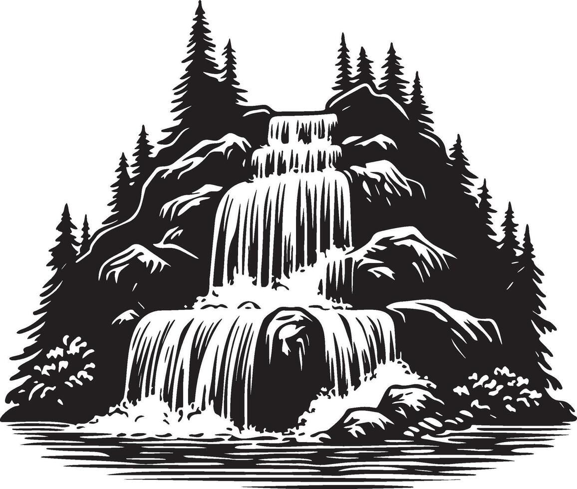 Cascade Sketch Drawing. vector