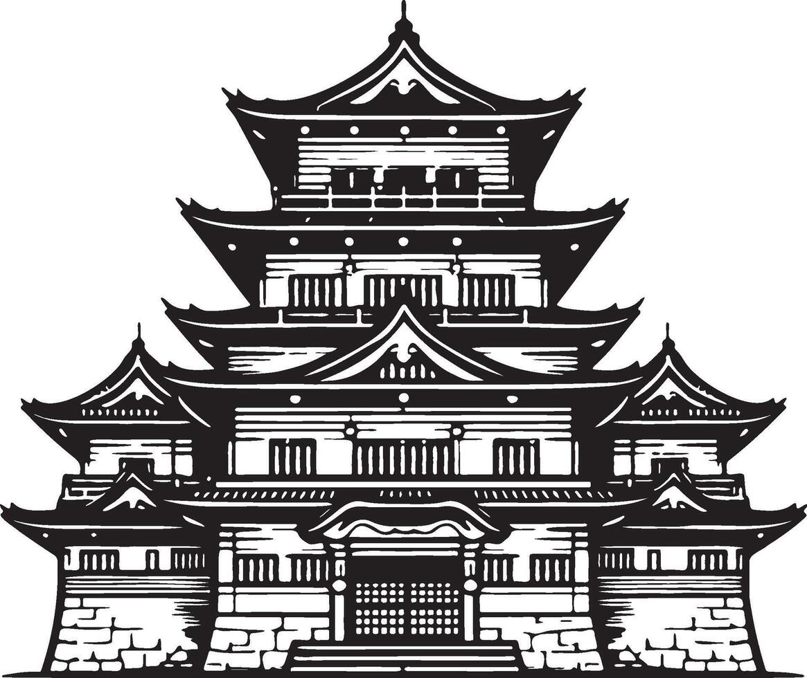 Japanese Castle Illustration. vector