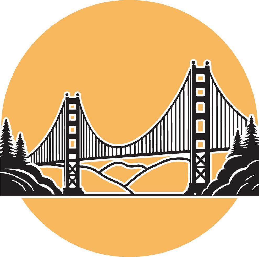 Golden Gate Bridge Illustration. vector