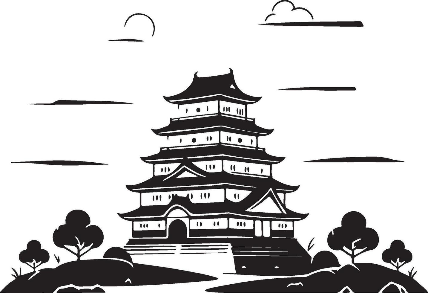Japanese Castle Illustration. vector