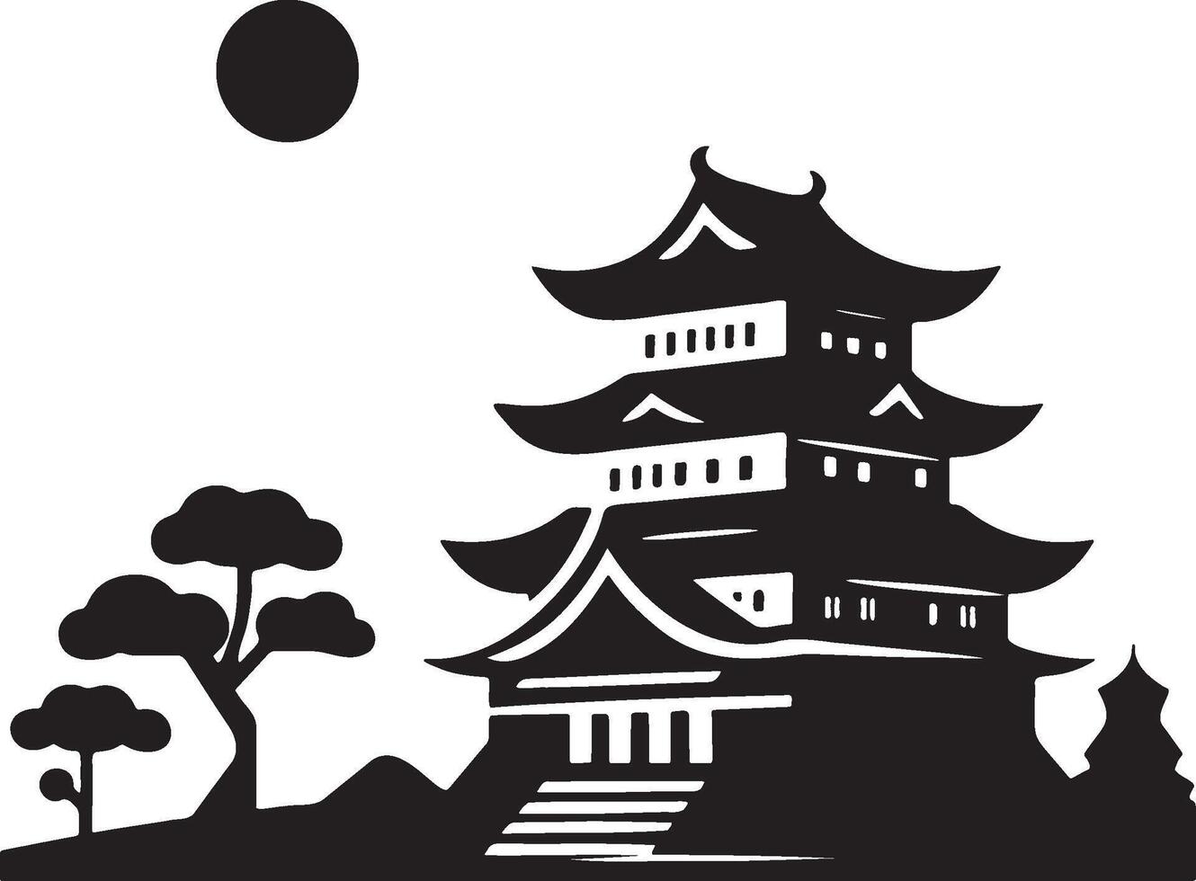 Japanese Castle Illustration. vector