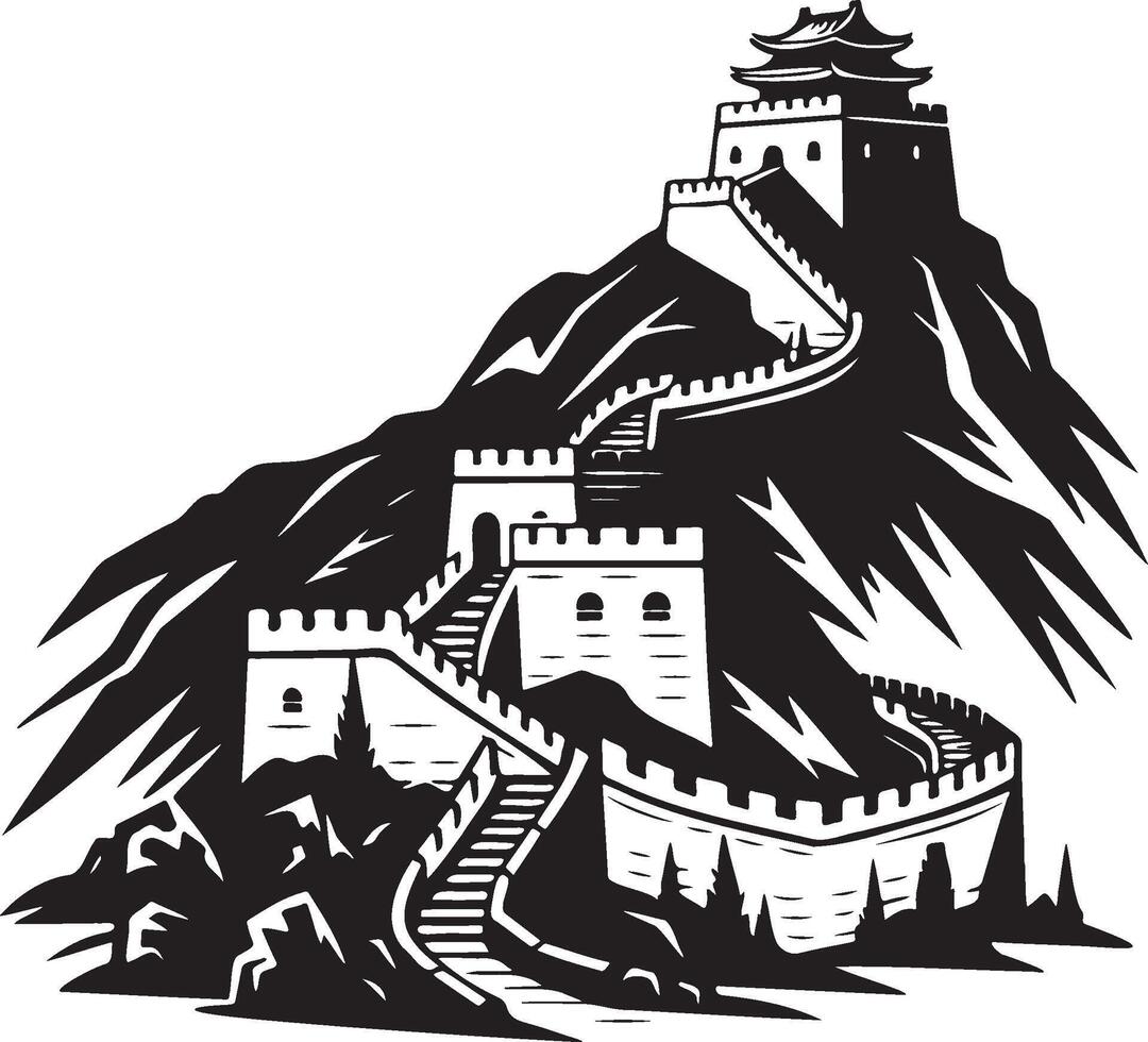 China Great Wall Illustration. vector