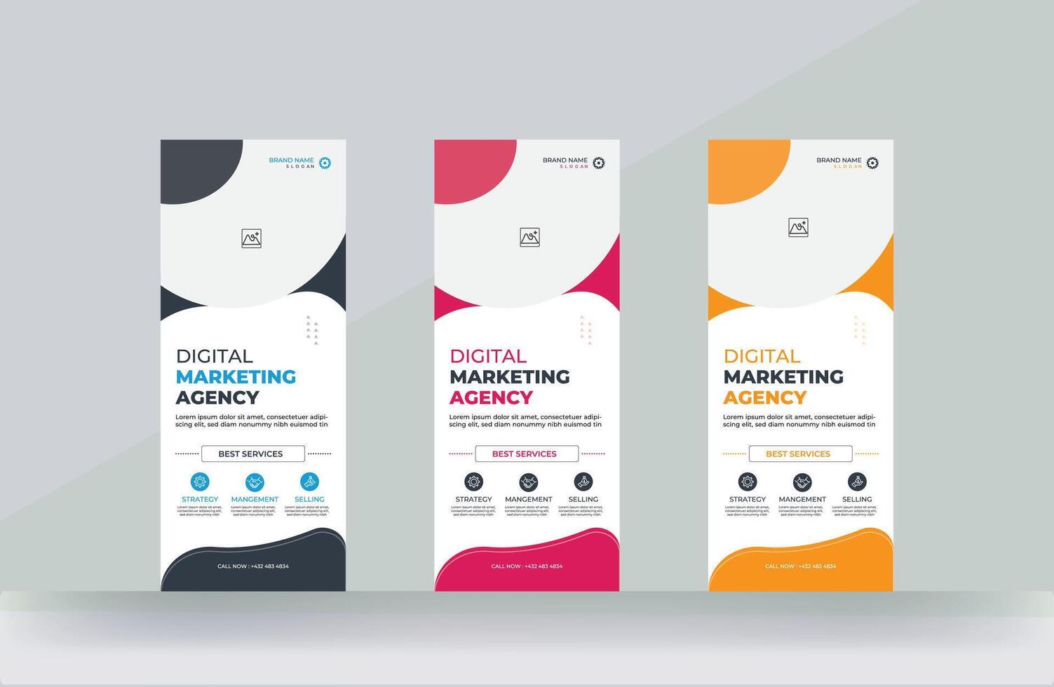 Digital marketing roll up bundle rack card design signage rack card template vector