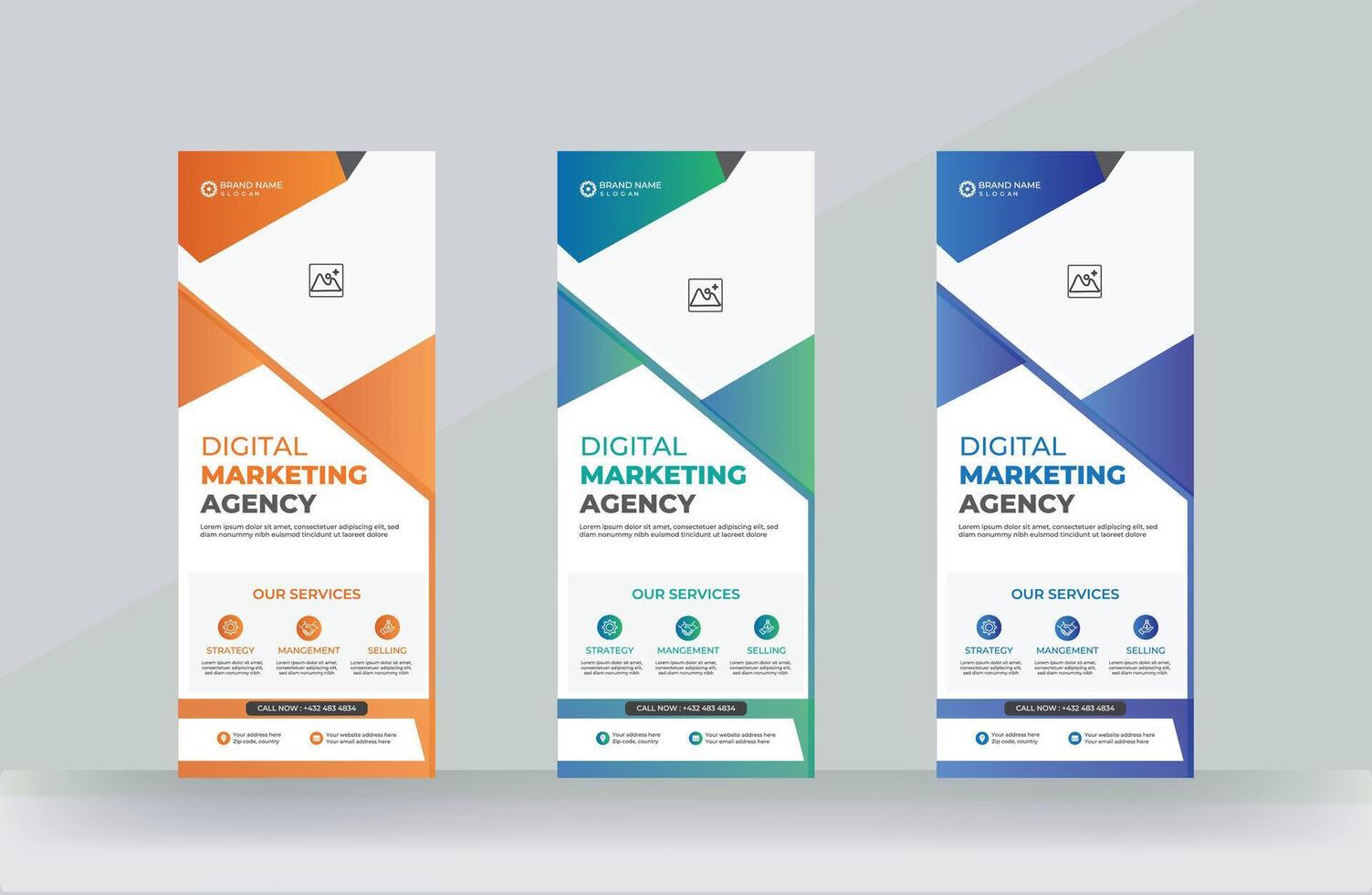 Business rollup digital marketing banner rack card signage pull up design template vector