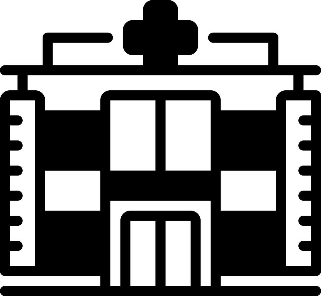 Solid black icon for hospital vector