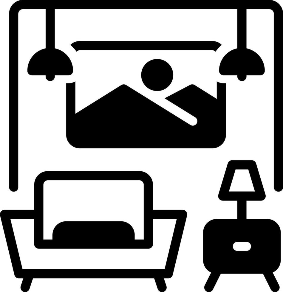 Solid black icon for living room vector