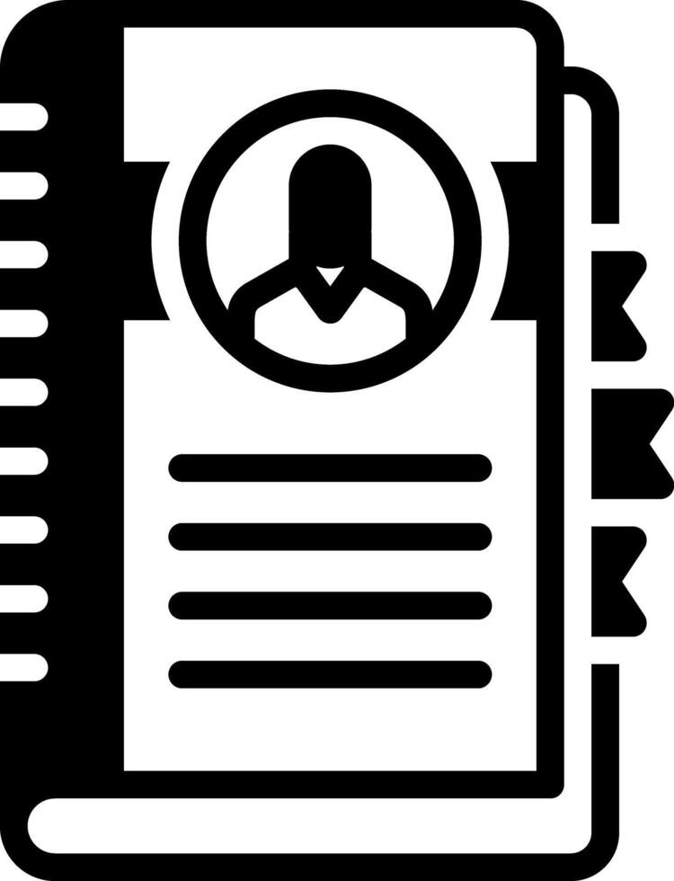 Solid black icon for address book vector