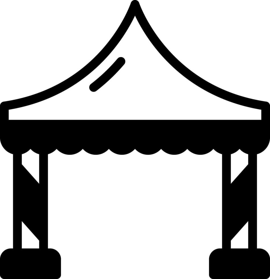 Solid black icon for tent vector