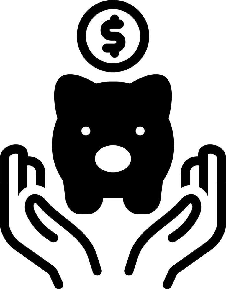 Solid black icon for saving vector