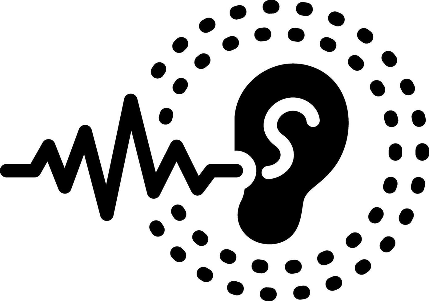 Solid black icon for hearing content vector