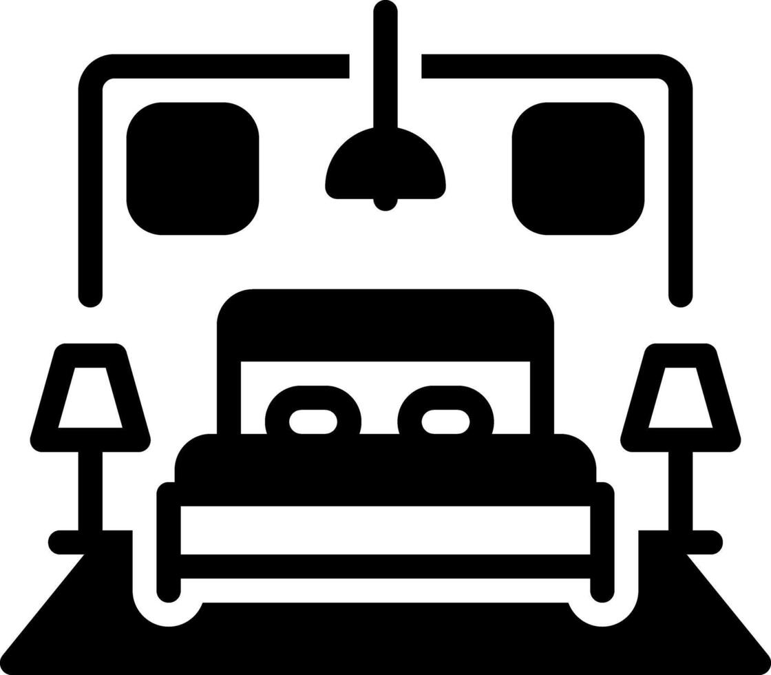 Solid black icon for bedroom vector