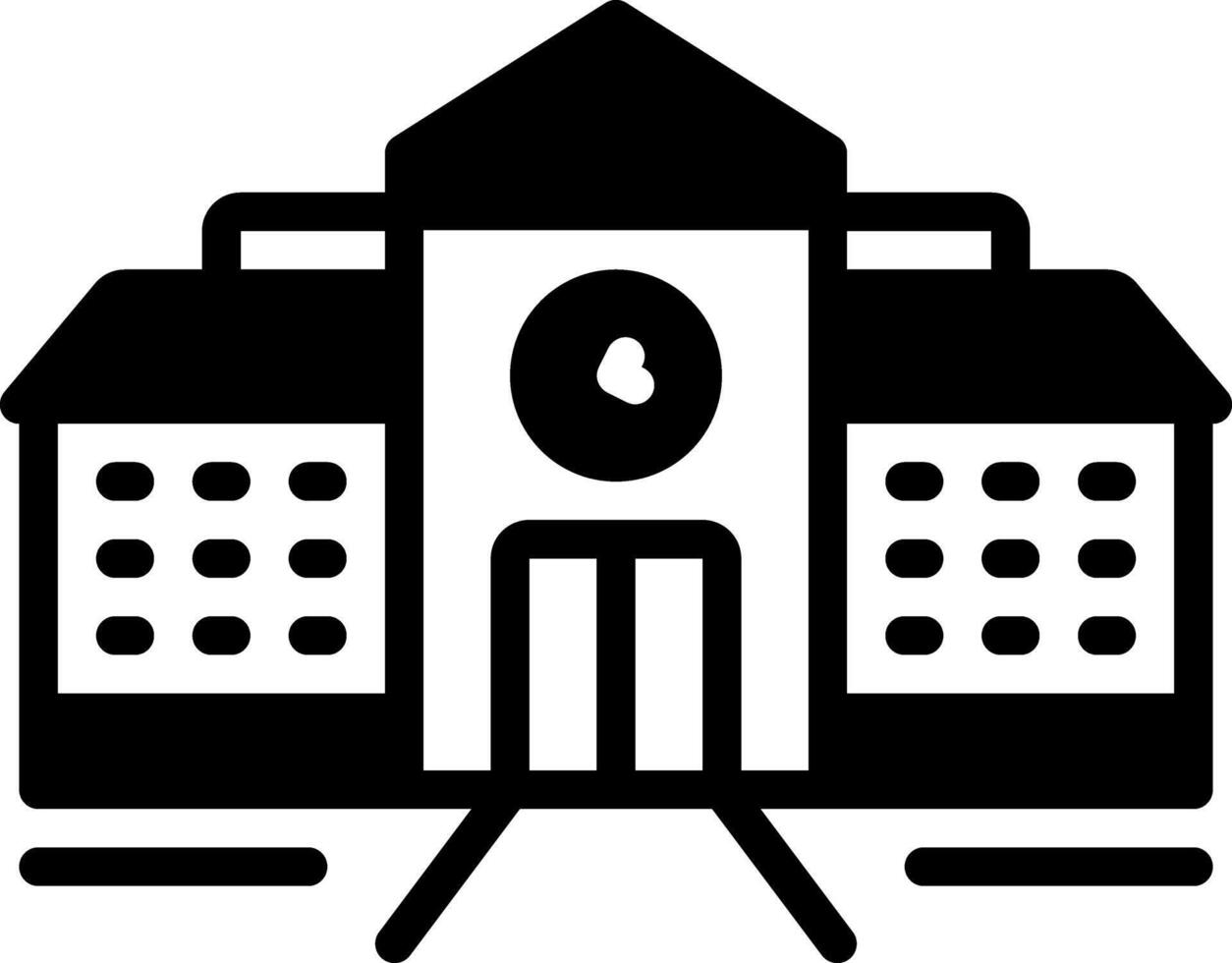 Solid black icon for school vector