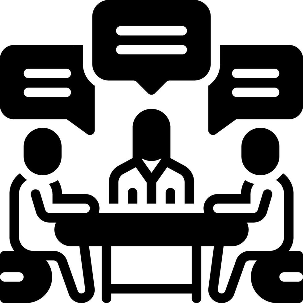 Solid black icon for discussion vector