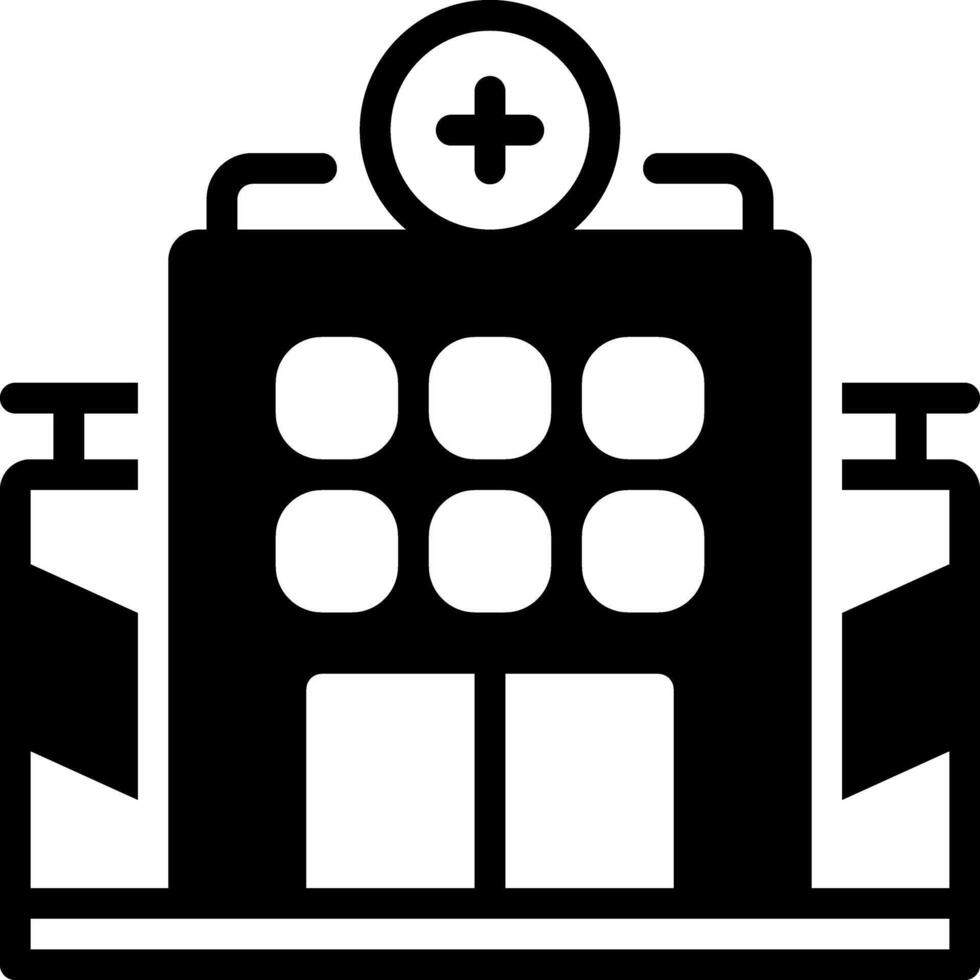 Solid black icon for clinic vector