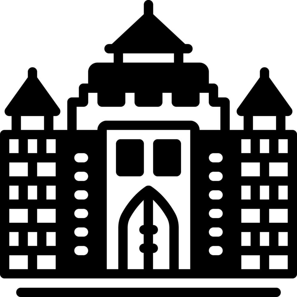 Solid black icon for castle vector