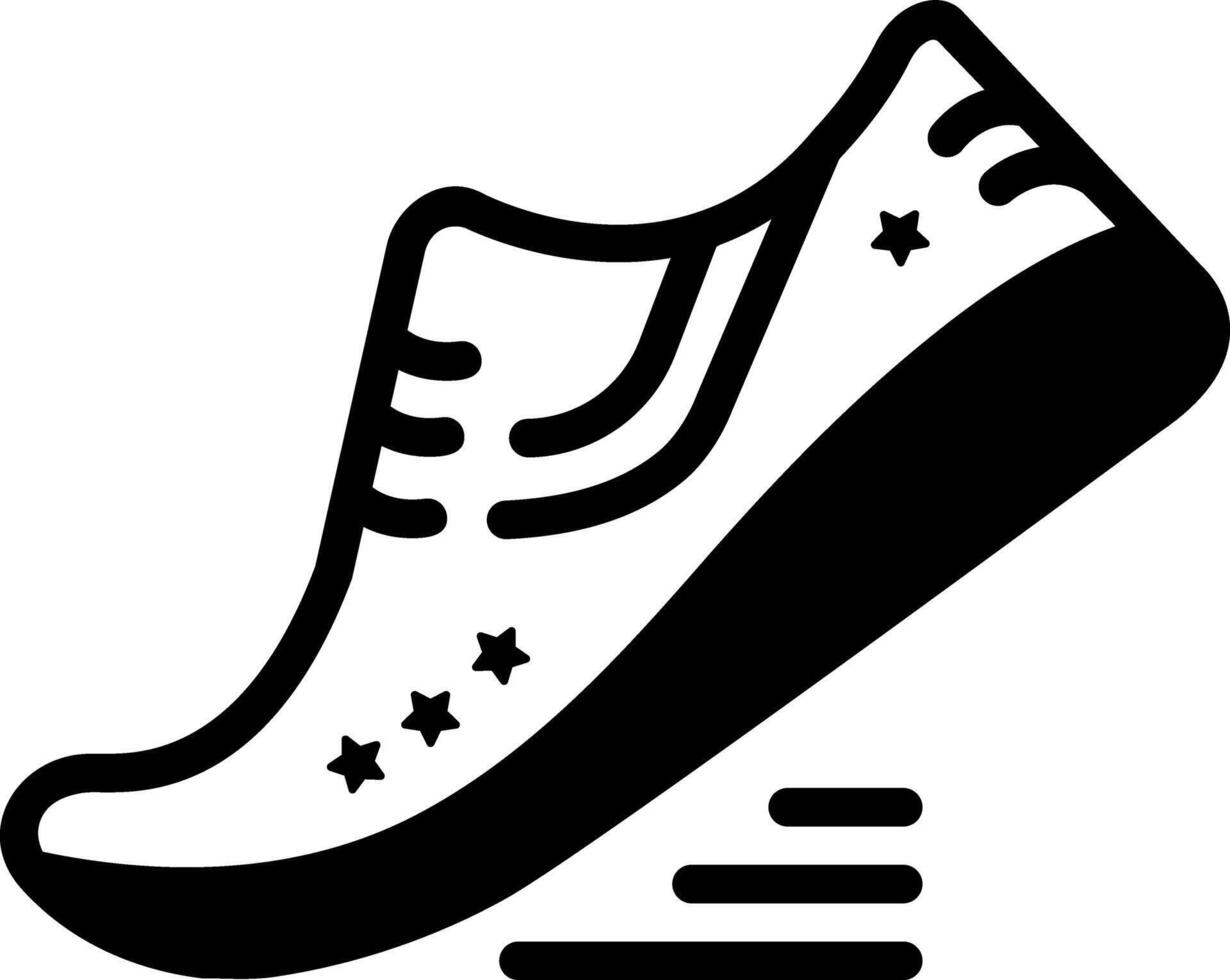 Solid black icon for running shoes vector