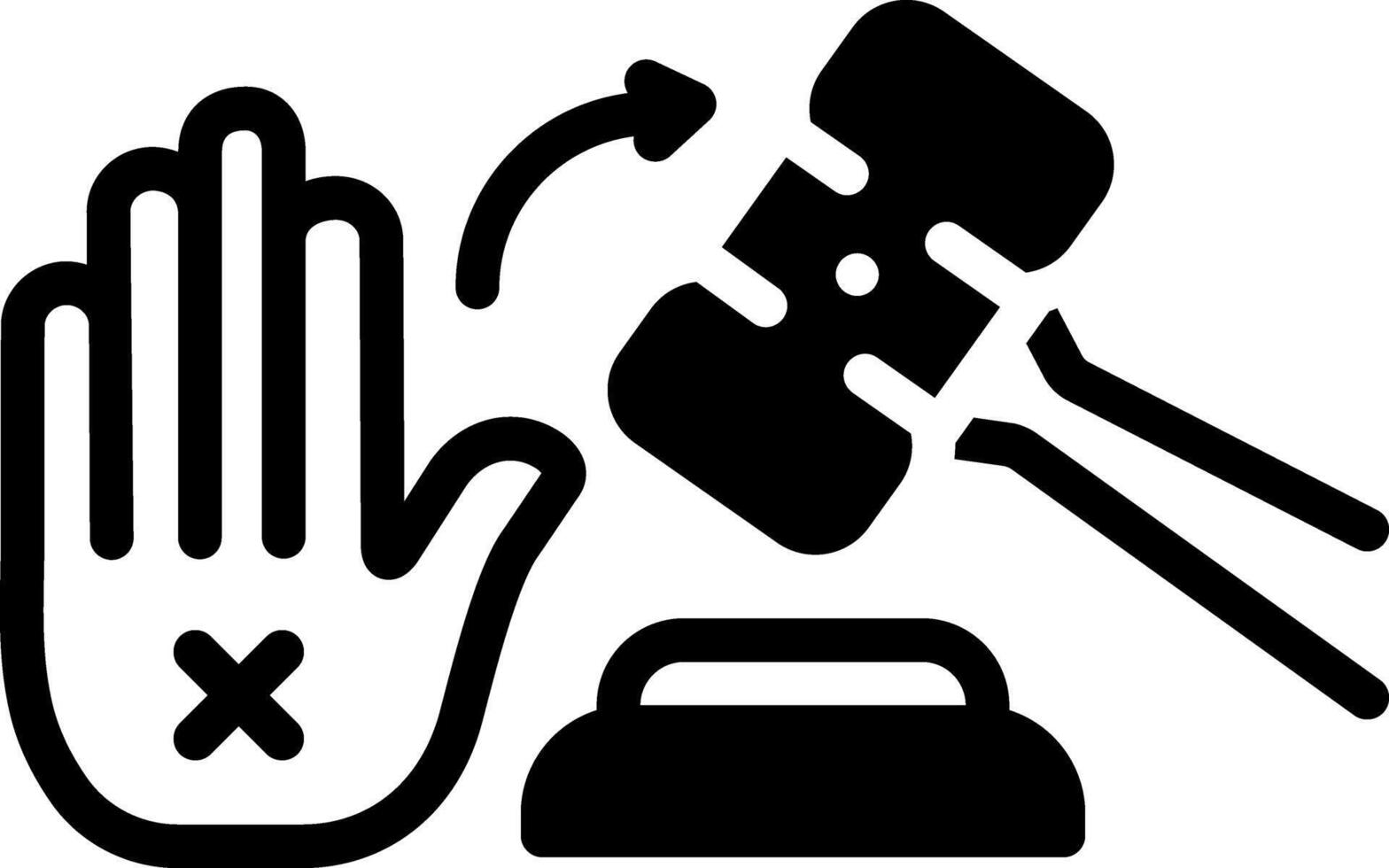 Solid black icon for withhold judegement vector