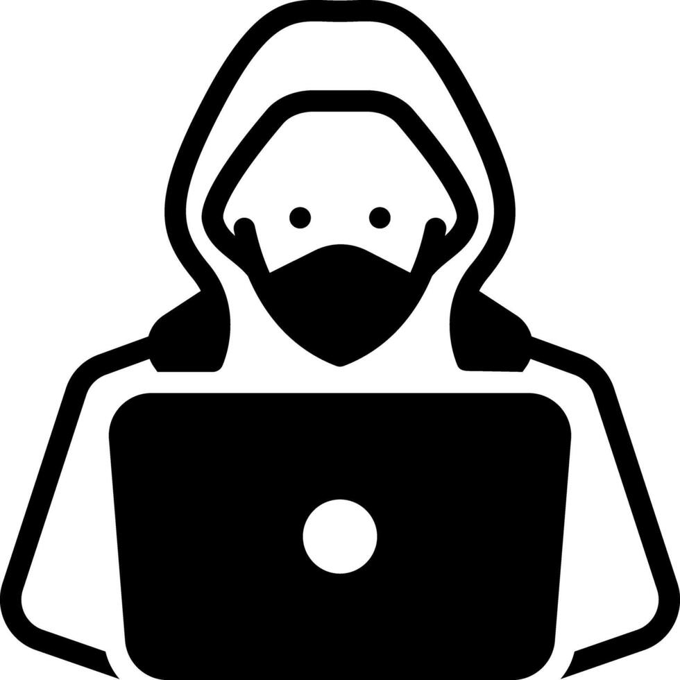 Solid black icon for hacker vector